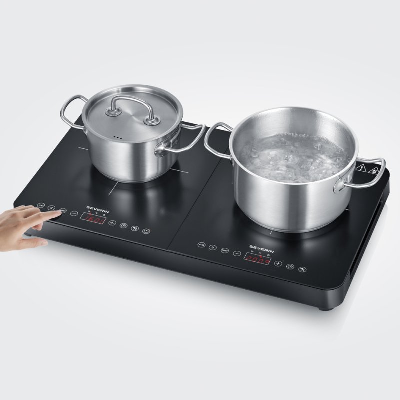 SEVERIN double induction hob DK 1027, 2 cooking zones 220 mm, 3400 watts, black